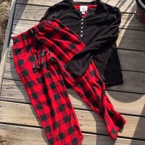 PJ Couture Black and Red Checkered Pajama Set